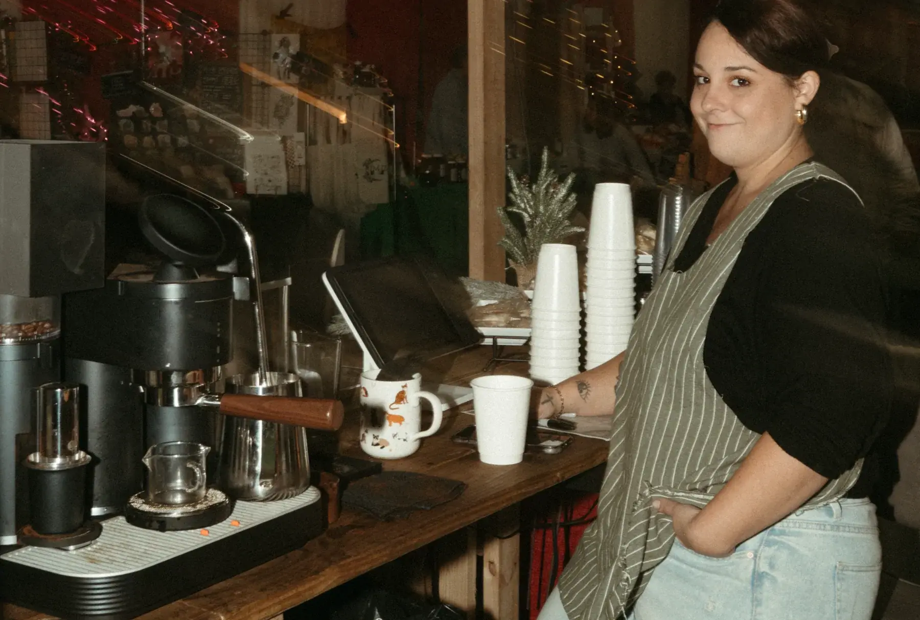 Cuivre serving coffee from its mobile bar at a previous show