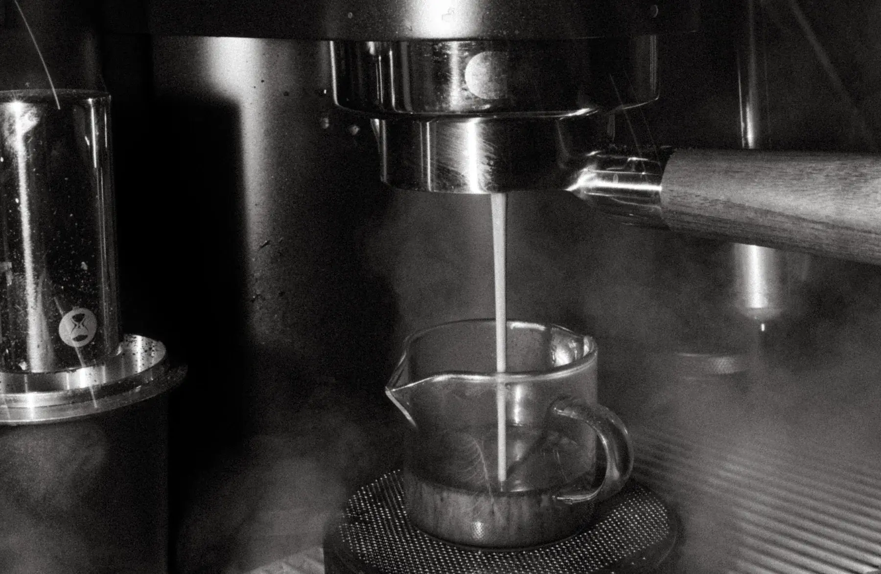 Close-up of espresso being prepared