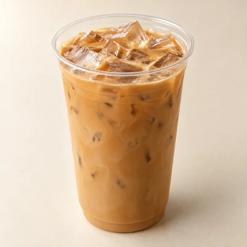 Clear 16 oz iced takeaway cup · illustrative serving