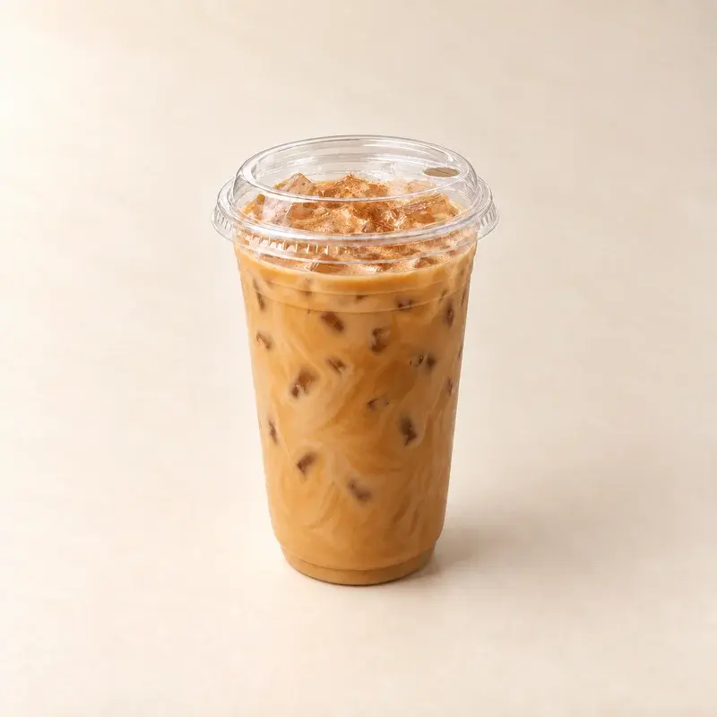 Clear 16 oz iced takeaway cup · illustrative serving